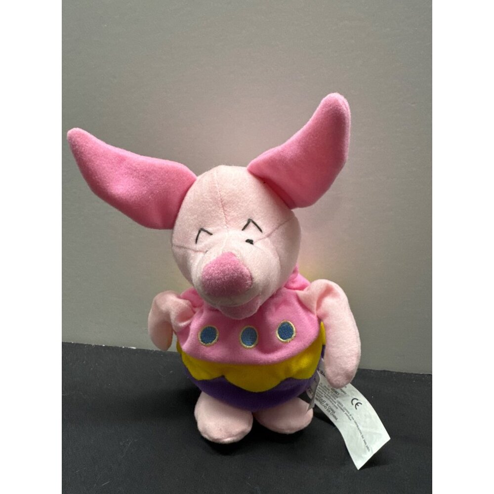 Disney Easter Egg Piglet Plush Toy 8" Pink Purple Yellow Soft Stuffed Animal Gif